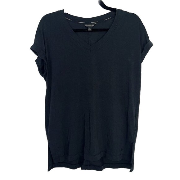 Banana Republic Tops - Banana Republic T Shirt Womens Small Short Rolled Sleeve V Neck Stretch Black H